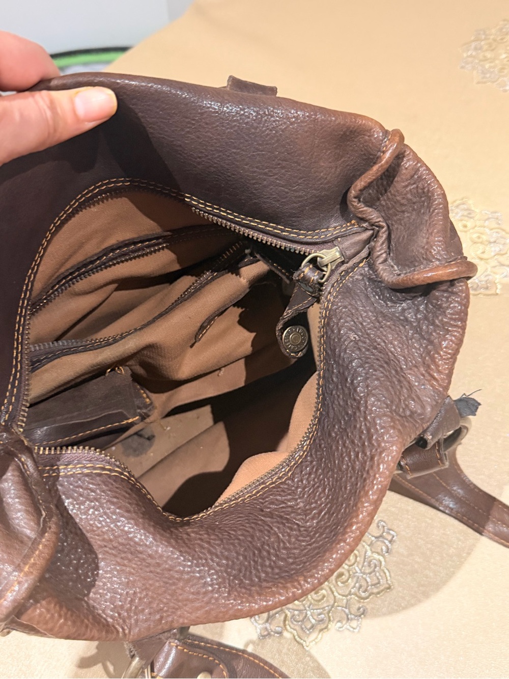 Caterina lucchi Classic Brown Leather Tote Bag - Made in Italy - Picture 7 of 9